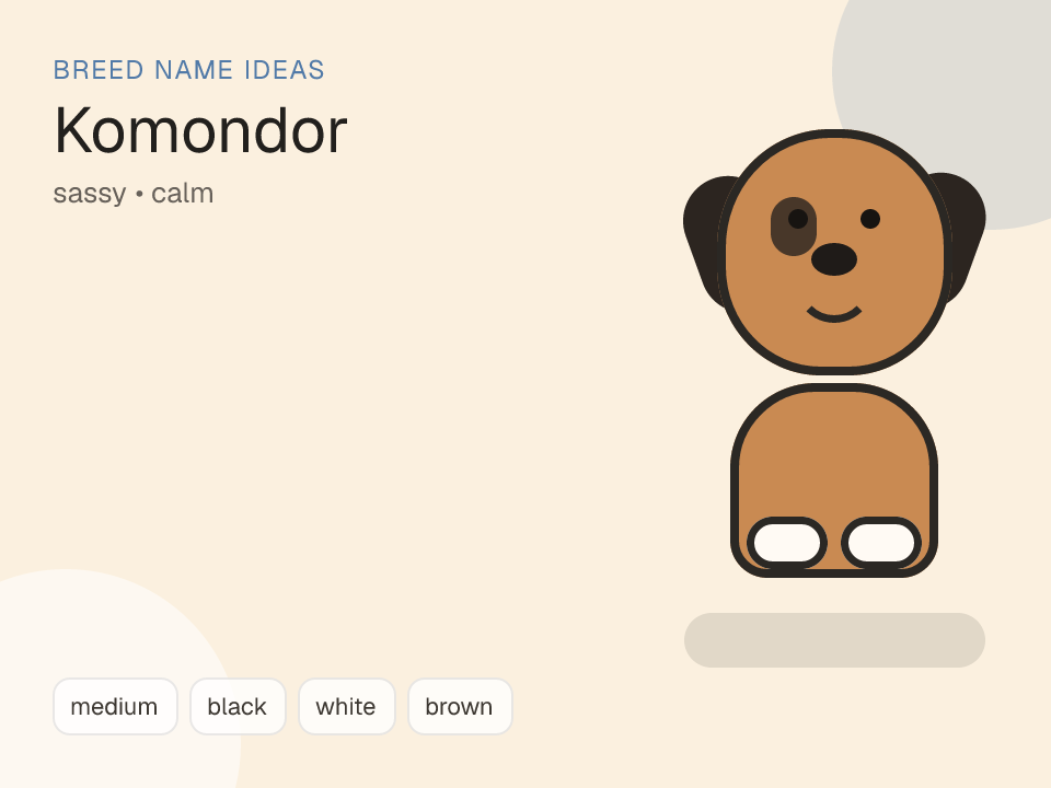 Komondor dog name generator visual