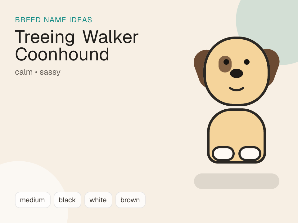 Treeing Walker Coonhound dog name generator visual